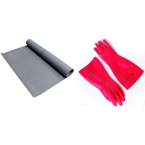 Bundle VDE Elektriker Handschuh mit Gummimatte 1qm Isoliermatte Elektro