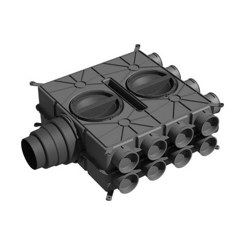 Wolf Luftverteiler DN125-180 16 Stutzen DN75 mit 8 Verschlusskappen
