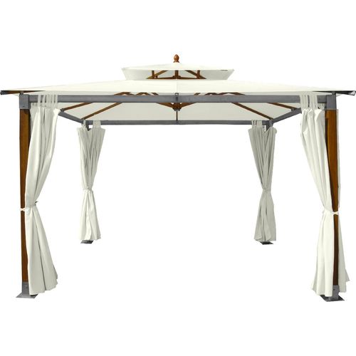 anndora® Gartenpavillon aus Holz - Pavillon 3,6x3,6m - Natural - Winddach - UV-Schutz - mit Seitenwänden