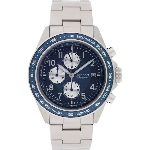 Gigandet Quarzuhr Chronograph Edelstahl Silber Blau Racetrack - G24-004