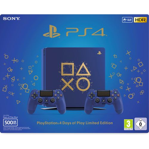 PlayStation 4 Konsole - 500GB "Days of Play" Limited Edition - inkl. 2 x DualShock 4 Wireless-Controller