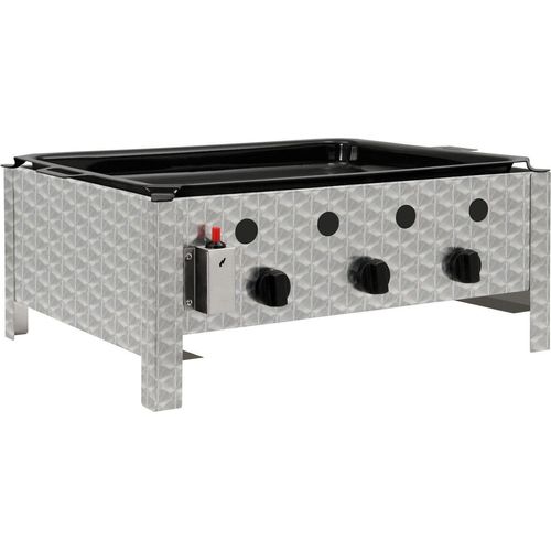 BBQ-Toro Edelstahl Gastrobräter 3-flammig, 64 x 52 x 27 cm, Gastrogasgrill, Wurstbrater, Tisch grill
