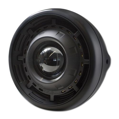 Ellipsoid-Scheinwerfer 7","Angel Eye", H3 12V55W, mattschwarz, M8 seitlich, E-