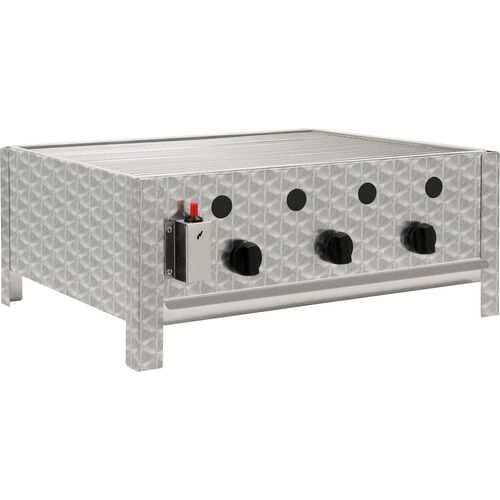 BBQ-Toro Edelstahl Gastrobräter 3-flammig, 64 x 52 x 27 cm, Gastrogasgrill, Wurstbrater, Tisch grill