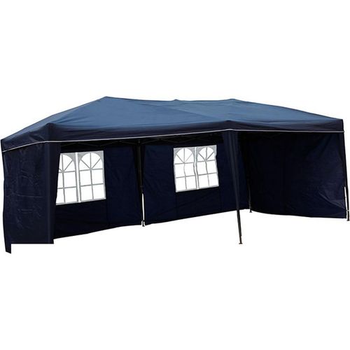 Alu Faltpavillon 6x3x2,5m wasserdicht Polyester 4Seitenteile Pop Up Partyzelt, Farbe:blau