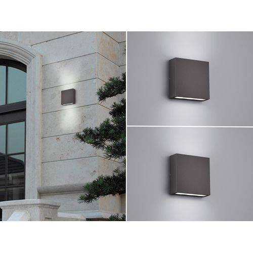 LED Wandleuchte 2er Set für Außen & Innen Anthrazit UP/DOWN Fassadenbeleuchtung