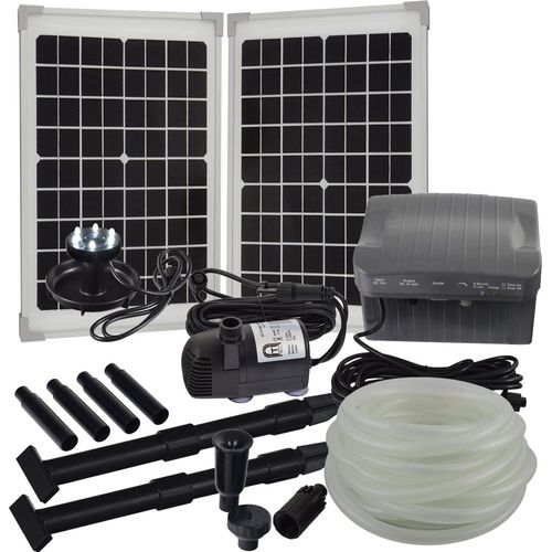 Agora-Tec® Solar Bachlauf - Pumpen - Set mit Akku und LED Licht AT-20W-BLH-V2.0