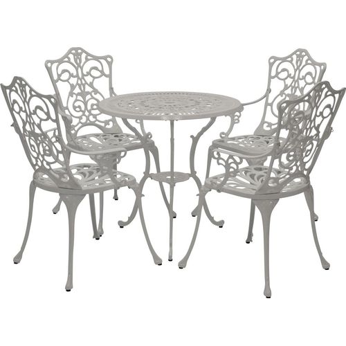 DEGAMO Gartenset in Jugendstiloptik 5-teilig, Aluminium weiss, wetterfest