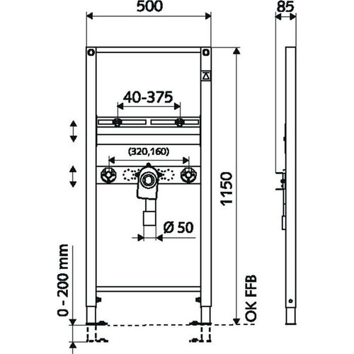 Schell Waschtisch-Montagemodul MONTUS 1150mm, für barrierefreie Waschtische