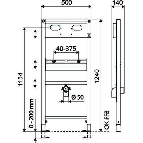 Schell Waschtisch-Montagemodul MONTUS 1240mm, für Waschtische mit Wandauslauf