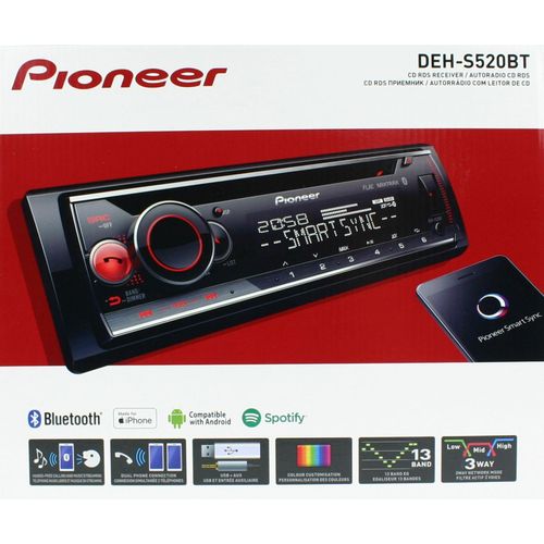 Pioneer DEH-S520BT - Bluetooth | Spotify | CD | MP3 | USB | Android | Multicolor Autoradio
