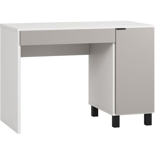 Schreibtisch Pantanoso 01, Farbe: Weiß / Grau - Abmessungen: 78 x 110 x 57 cm (H x B x T)