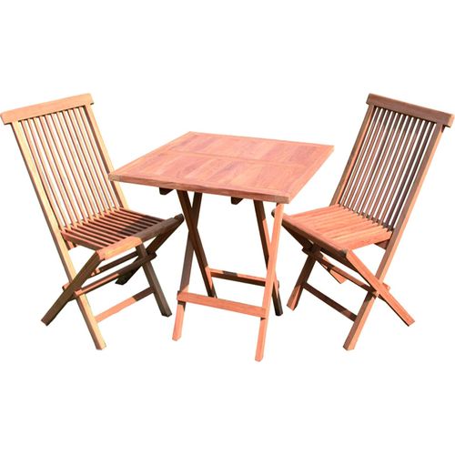 XL Teakholz Balkon-Set 3tlg. mit Tisch 80x80xm + 2 x Gartenstuhl Plantagenzucht