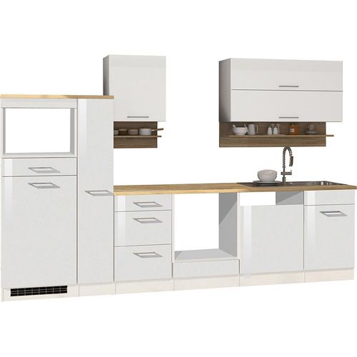 Küche weiß 310 cm MARANELLO-03 Weiß Hochglanz ohne E-Geräte B x H x T ca. 310 x 200 x 60cm