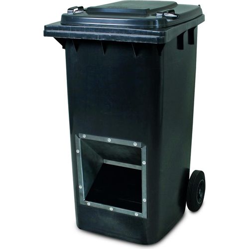 Mobiler Streugutbehälter, Streusalzbehälter 240 Liter, mit Entnahmeöffnung, auch für Streusplit, grau/anthrazit