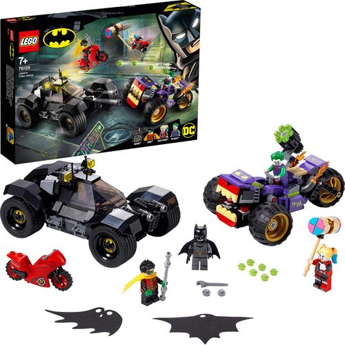 LEGO 76159 Super Heroes DC Batman Jokers Trike-Verfolgungsjagd mit Batmobile, Harley Quinn & Robin Minifiguren