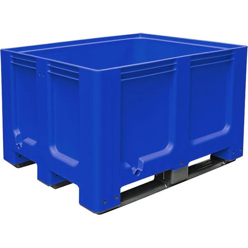Großbox mit 3 Kufen, LxBxH 1200 x 1000 x 760 mm, geschlossen, blau, PE-HD, lebensmittelecht