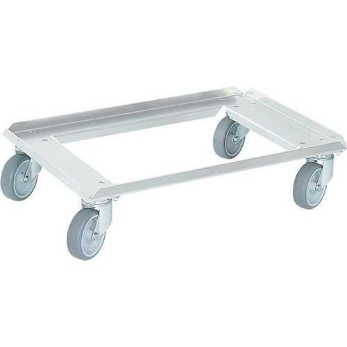 Transportroller/Logistikroller aus Edelstahl für Behälter 600 x 400 mm oder 2x 400 x 300 mm, offenes Deck, Tragkraft 250 kg