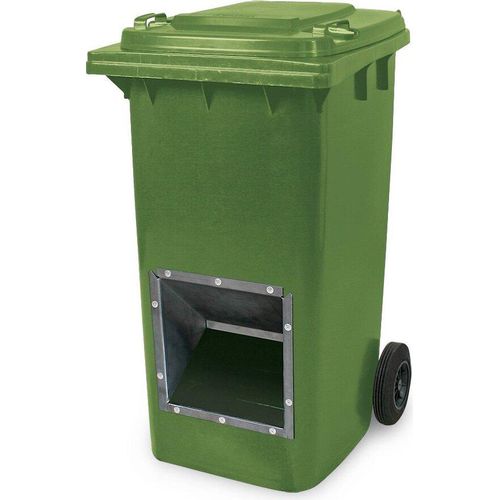 Mobiler Streugutbehälter, Streusalzbehälter 240 Liter, mit Entnahmeöffnung, auch für Streusplit, grün