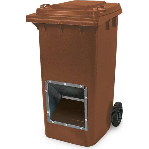 Mobiler Streugutbehälter, Streusalzbehälter 240 Liter, mit Entnahmeöffnung, auch für Streusplit, braun