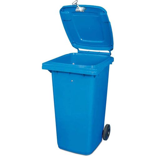 Abschließbare 120 Liter Mülltonne, blau, mit Dreikantschlüssel verschließbar, BxTxH 480 x 550 x 930 mm