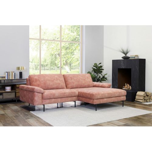 KAWOLA Sofa VISAO Ecksofa Velvet Recamiere rechts rosa