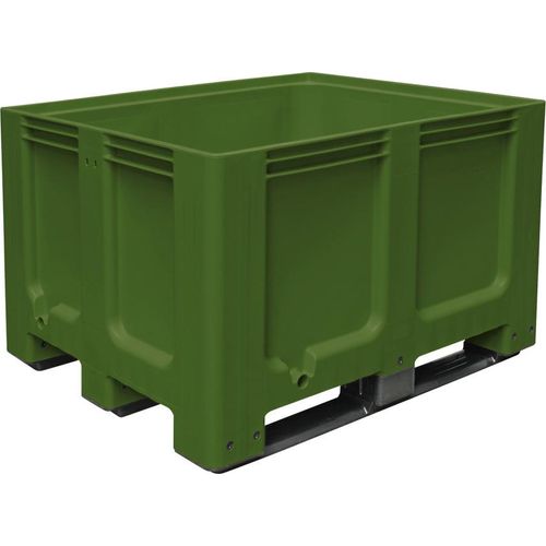 Großbox mit 3 Kufen, LxBxH 1200 x 1000 x 760 mm, geschlossen, grün, PE-HD, lebensmittelecht