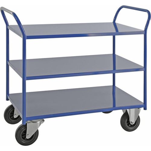 Etagenwagen 3 Böden m. Aufkantung 1.080 x 450 x 975 mm, 400 kg - blau