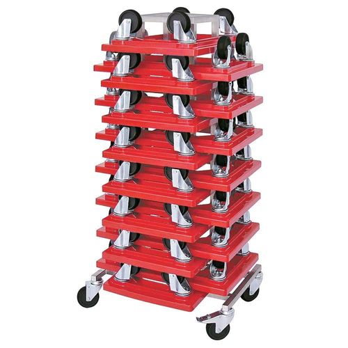 15 Logistikroller f. Behälter 600 x 400 mm (250 kg Tragkraft) + Rollerständer aus Edelstahl