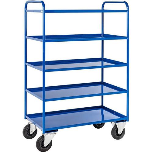 Etagenwagen 5 Böden mit Aufkantung 975 x 550 x 1.485 mm, 400 kg - blau