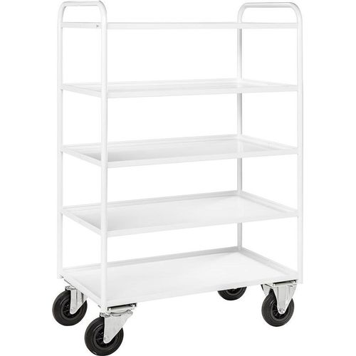 Etagenwagen 5 Böden mit Aufkantung 975 x 550 x 1.485 mm, 400 kg - weiß