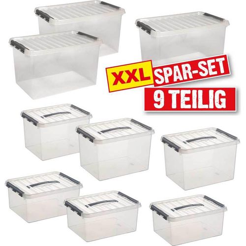BRB 9-teiliges Aufbewahrungsboxen-Set mit Clipdeckel, 3 x 15 Liter, 3 x 22 Liter, 3 x 62 Liter