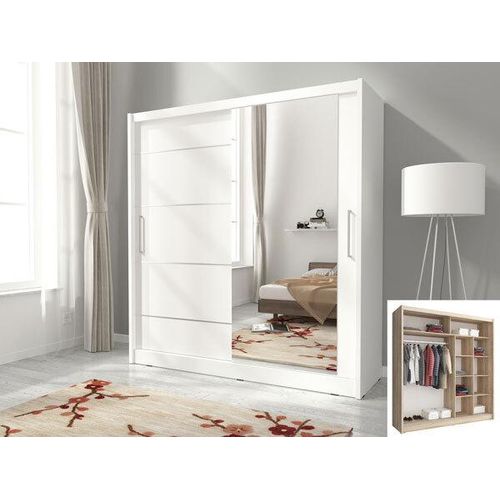 Schiebetürenschrank Kleiderschrank Schlafzimmer Spiegelweiß 200 cm