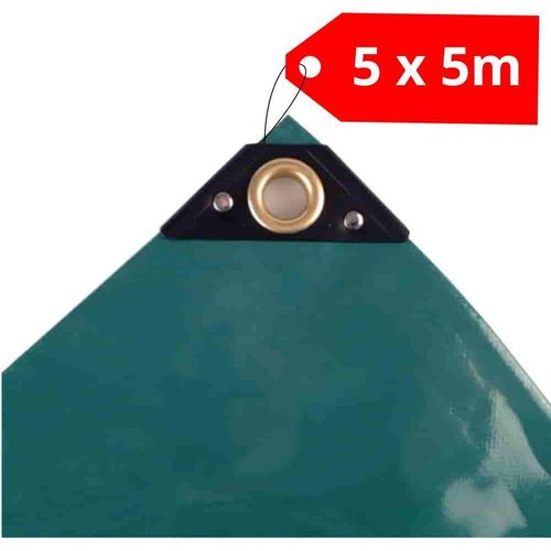 Abdeckplane mit Ösen 5 x 5m (25m²) PVC Plane Gewebeplane Gartenplane grün 650 g/m² PVC Plane