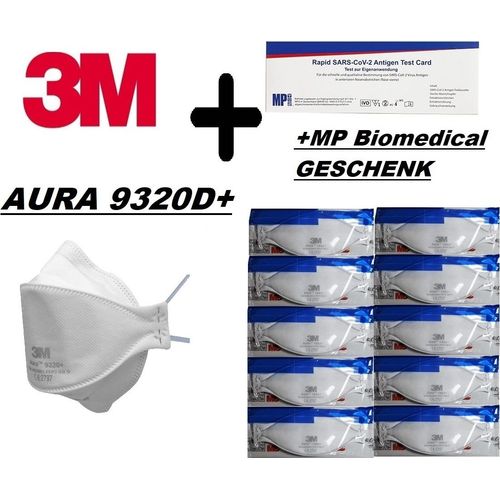 100x 3M Aura FFP2 Atemschutzmaske 9320D+ ohne Ventil FFP 2 Maske Mundschutz