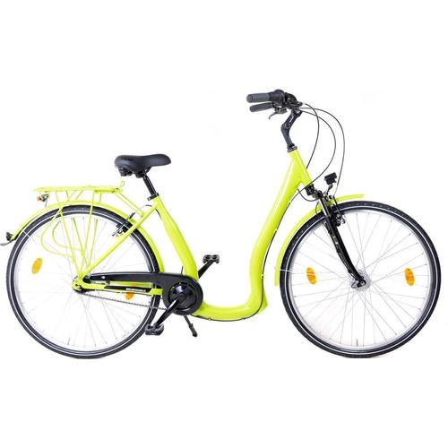 28 Zoll City Bike Alu Fahrrad 7 Gang Rücktritt Tiefeinsteiger hellgrün