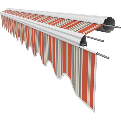 VANA Markisenstoff mit Volant für 3,5 x 3 m Markisen Markisenersatzstoff fertig genäht Maße Bespannung 3,38 x 3 m Volant 3,38 x 0,21 m Design SPD031