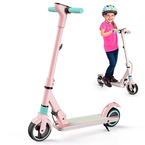 Elektroscooter 6,5 Zoll 14 km/h Rosa Elektroroller LED-ANZEIGE Kinderroller 130 Watt Motor Elektro Roller Bis 70KG Kinder E Scooter Ab 8 Jahren