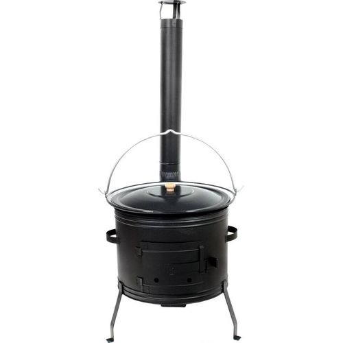 Gulaschkanone 39 cm schwarz inkl. 15 Liter Gulaschkessel, Deckel