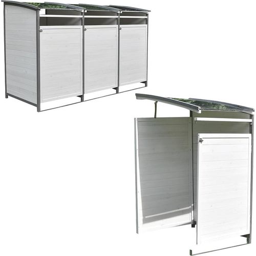 Melko Mülltonnenverkleidung Garten Mülltonnenhaus Aufbewahrung Holz - Anbaubox