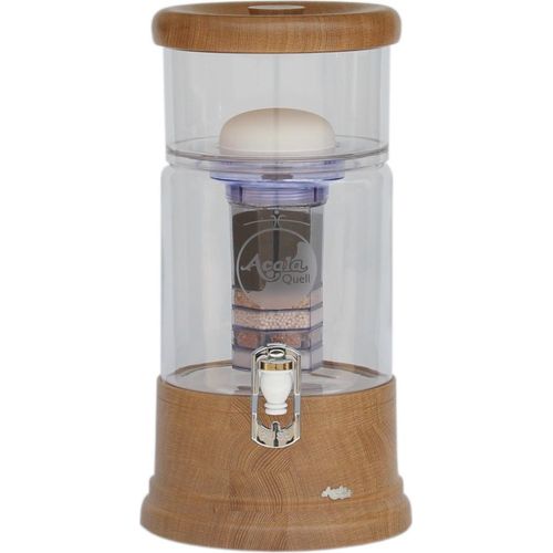 AcalaQuell® Mini Echtholz Eiche rund mit klarem Kristall Glas