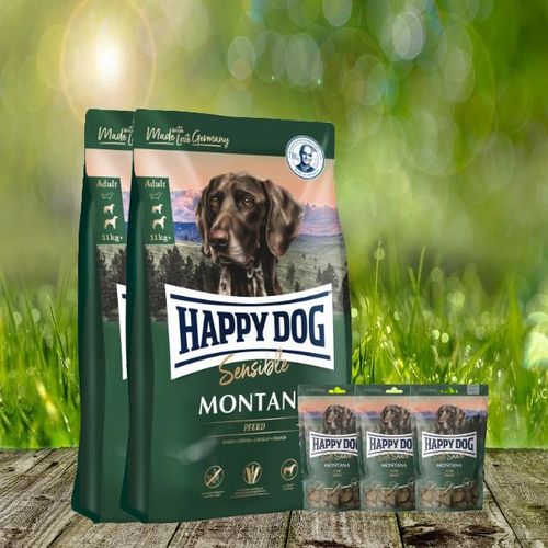 Happy Dog Supreme Montana 2 x 10 kg + 3 x 100 g. Happy Dog Soft Snack Montana