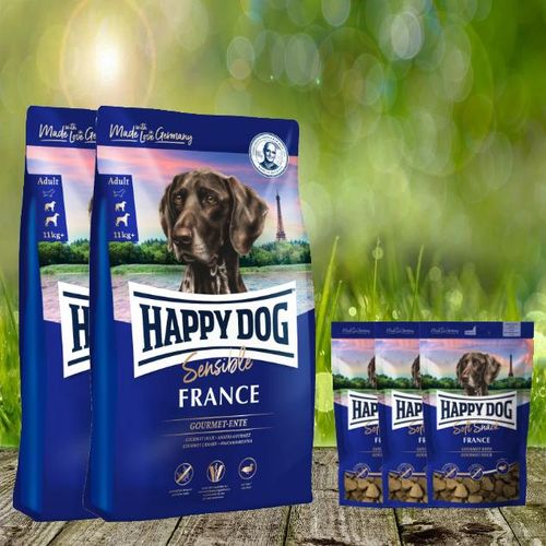 22 kg Happy Dog Supreme France 2 x 11 kg + 3 x 100 g. Happy Dog Soft Snack France