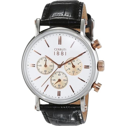 Cerruti Tremezzo Herren Uhr analog Quarzwerk mit Leder Armband CRA110STR01BK