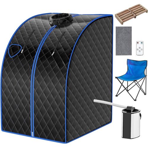 COSTWAY 3L Mini Dampfsauna 1000W mit Zerstäubungsfunktion, einstellbarer Temperatur, Fernbedienung und Sitz, 78x87x101cm