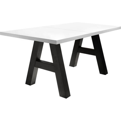 Esstisch ausziehbar Elia 7 140 x 90 x 75 Esszimmertisch Schwarzstahl/Weiß Matt Lack 13306-140
