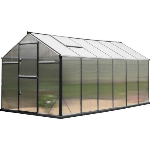 Gampre Aluminium Glas Gewächshaus Sanus L10 Schwarz 430x220x208 cm