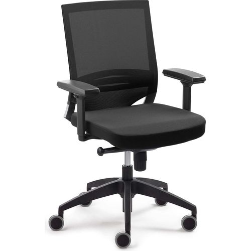 Drehstuhl mit Lendenwirbelstütze & Armlehnen - Schwarz