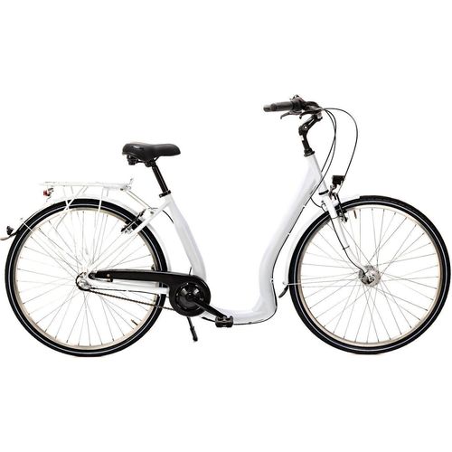 28 Zoll Alu Fahrrad City Bike Shimano 3 Gang Tiefeinstieg Nabendynamo weiss