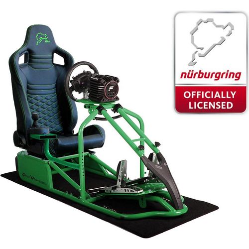 SIM Racing Cockpit Seat Pro Sim Rig GRÜN | Gaming Simulator Cockpit - Green Hell - Grüne Hölle Edition NGH Edition Carbonfaser Look